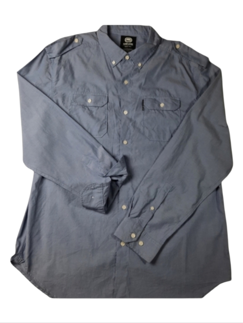 Ecko Unltd 100% Blue Cotton Chambray Casual Shirt SZ XL